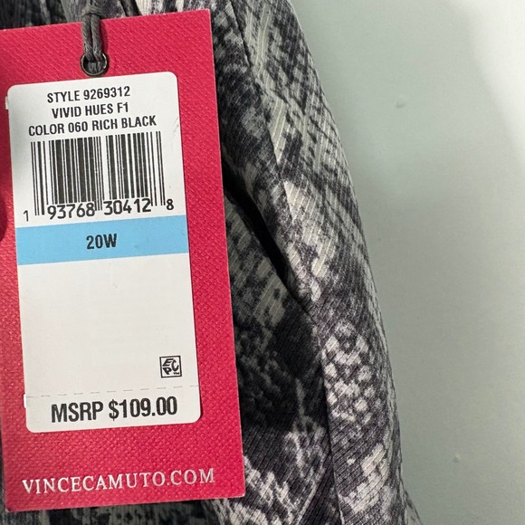 Vince Camuto Snake Animal Print Wide Palazzo Straight Leg 2X XXL 20W Black Grey - Picture 4 of 12